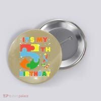 Its My 5th Birthday Autism 5 Years Old Button thumb 0