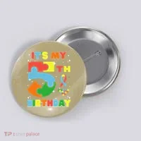 Its My 5th Birthday Autism 5 Years Old Button thumb 0