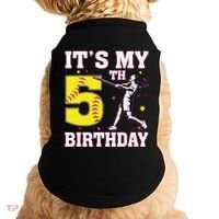 ItS My 5th Birthday Softball Player Girl 5 Years Old Doggie Tank thumb 0