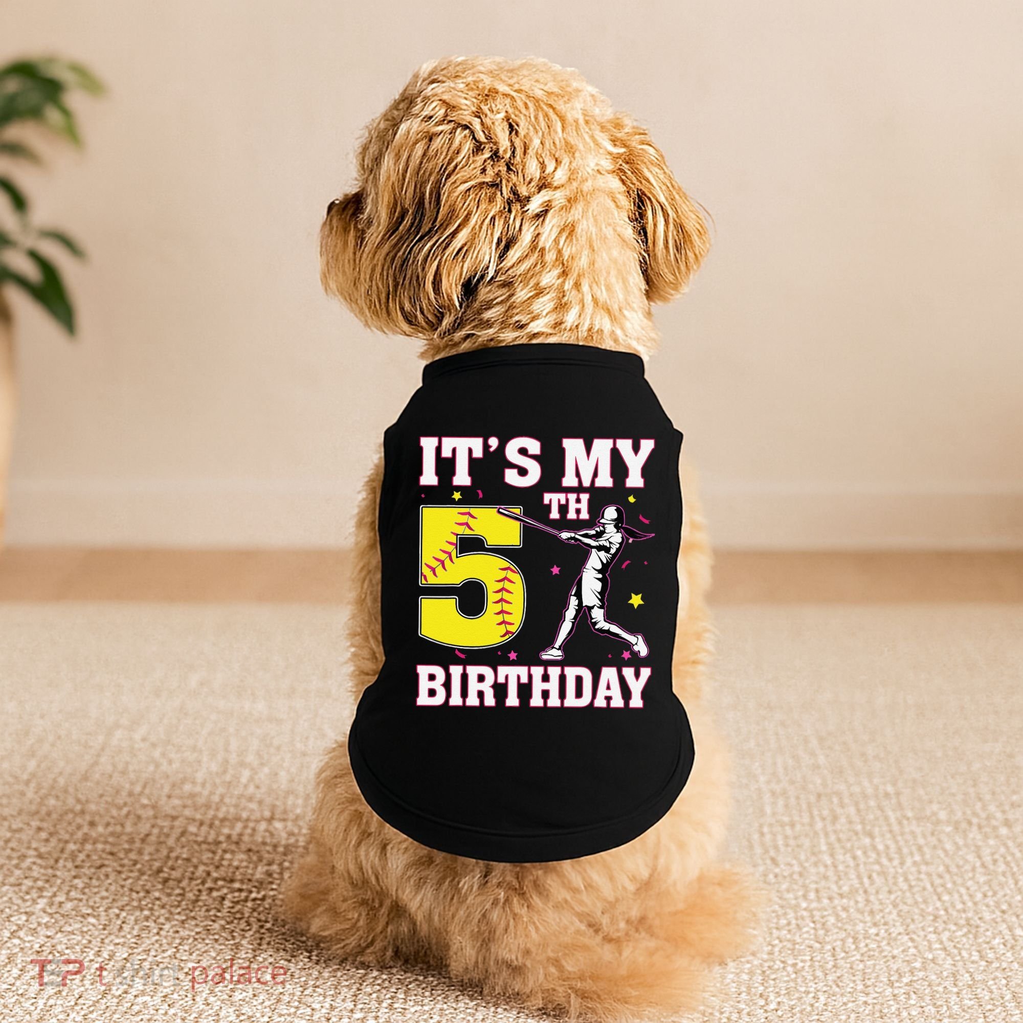 ItS My 5th Birthday Softball Player Girl 5 Years Old Doggie Tank