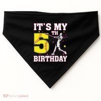 ItS My 5th Birthday Softball Player Girl 5 Years Old USA-Made Doggie Bandana thumb 0