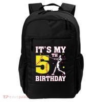 ItS My 5th Birthday Softball Player Girl 5 Years Old Backpack thumb 0