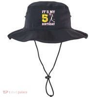 ItS My 5th Birthday Softball Player Girl 5 Years Old Bucket Hat thumb 0