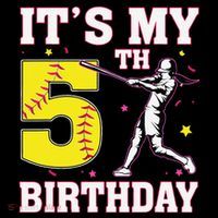 ItS My 5th Birthday Softball Player Girl 5 Years Old Coffee Mug thumb 5