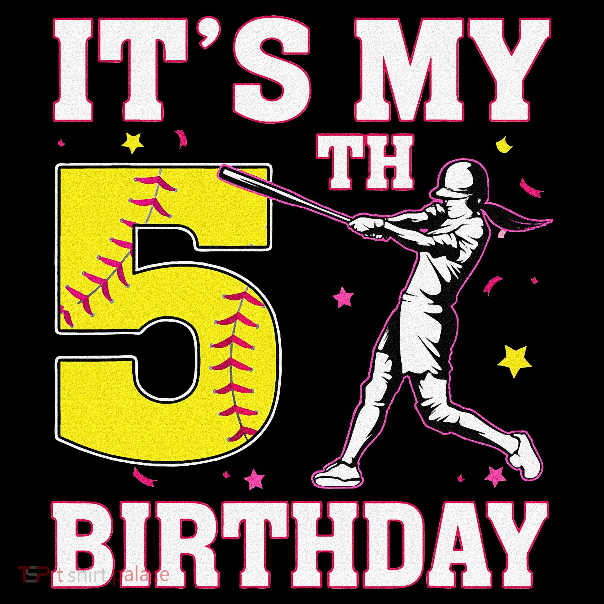 ItS My 5th Birthday Softball Player Girl 5 Years Old Coffee Mug