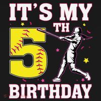 ItS My 5th Birthday Softball Player Girl 5 Years Old Women's Hoodie thumb 2