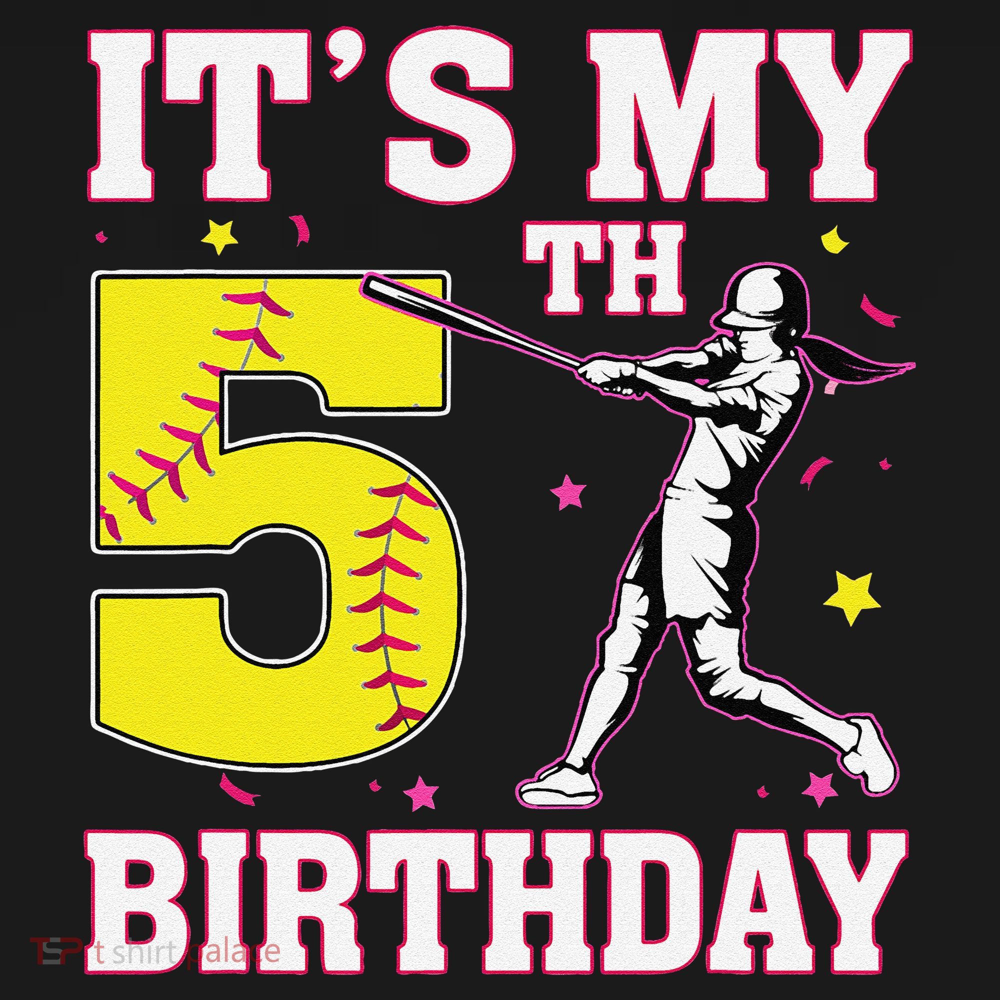 ItS My 5th Birthday Softball Player Girl 5 Years Old Women's Hoodie