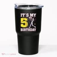 ItS My 5th Birthday Softball Player Girl 5 Years Old Tumbler thumb 0