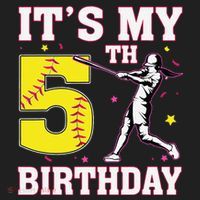 ItS My 5th Birthday Softball Player Girl 5 Years Old Tumbler thumb 3