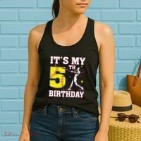 ItS My 5th Birthday Softball Player Girl 5 Years Old Women's Tank Top thumb 2