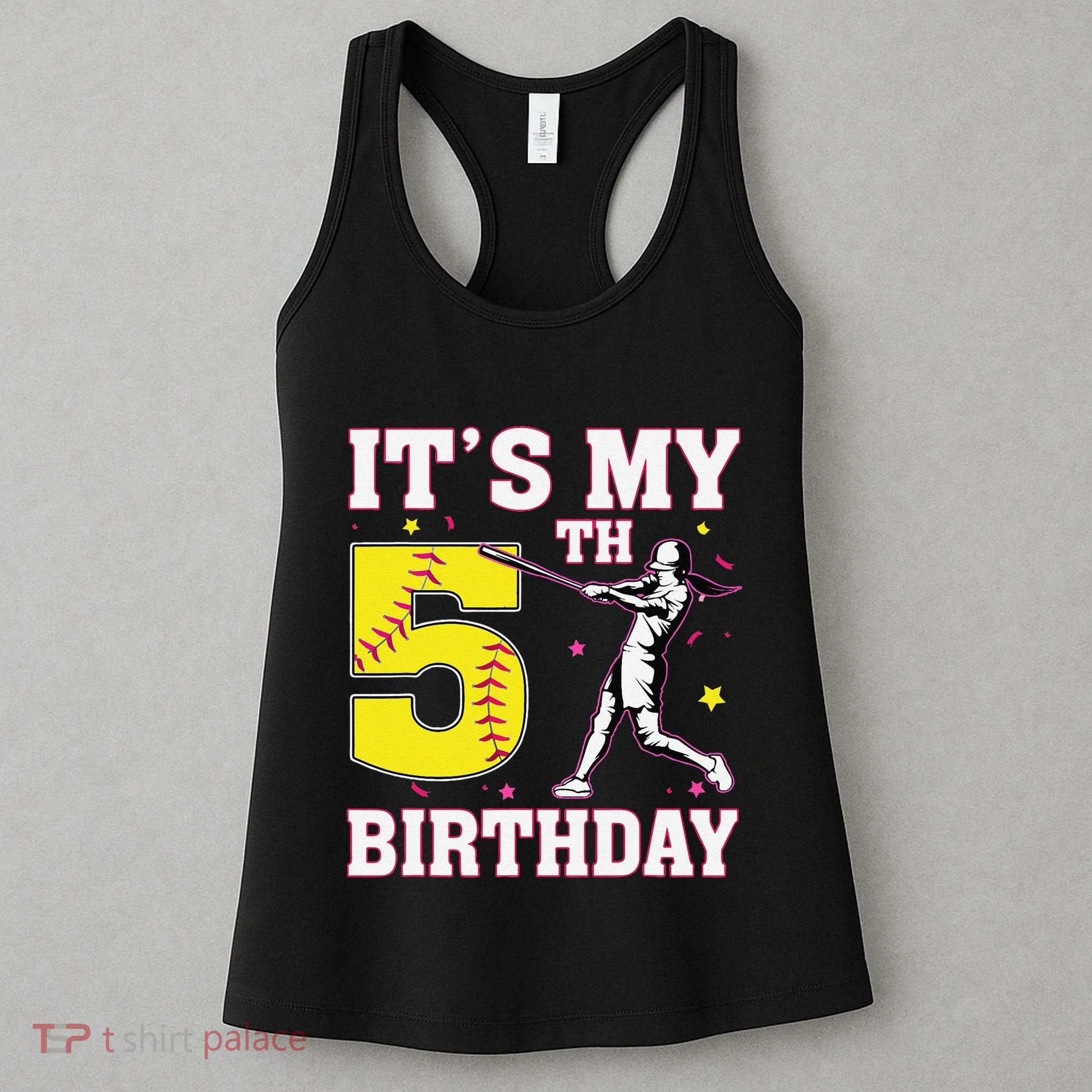 ItS My 5th Birthday Softball Player Girl 5 Years Old Women's Tank Top