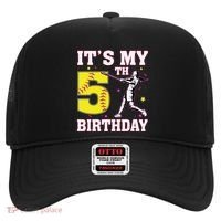 ItS My 5th Birthday Softball Player Girl 5 Years Old Hat thumb 0