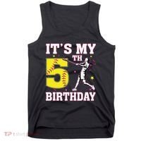ItS My 5th Birthday Softball Player Girl 5 Years Old Tank Top thumb 0