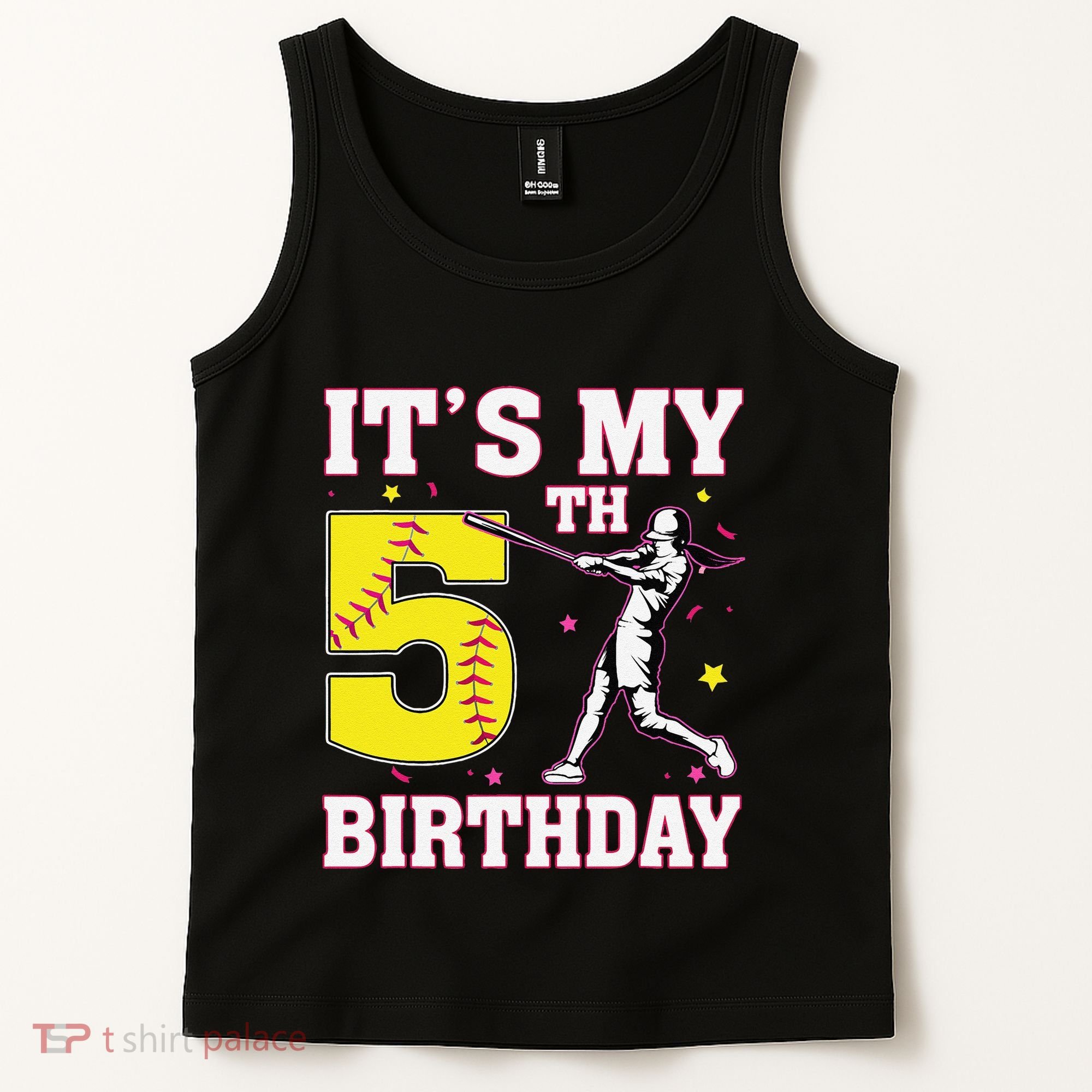 ItS My 5th Birthday Softball Player Girl 5 Years Old Tank Top