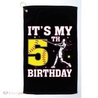 ItS My 5th Birthday Softball Player Girl 5 Years Old Golf Towel thumb 0