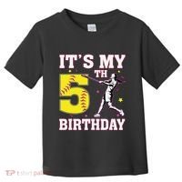 ItS My 5th Birthday Softball Player Girl 5 Years Old Toddler T-Shirt thumb 0