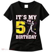 ItS My 5th Birthday Softball Player Girl 5 Years Old Women's T-Shirt thumb 0