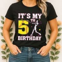 ItS My 5th Birthday Softball Player Girl 5 Years Old Women's T-Shirt thumb 2