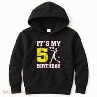 ItS My 5th Birthday Softball Player Girl 5 Years Old Kids Hoodie thumb 0