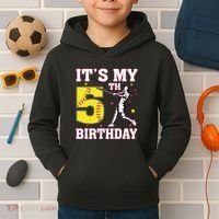 ItS My 5th Birthday Softball Player Girl 5 Years Old Kids Hoodie thumb 2