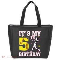 ItS My 5th Birthday Softball Player Girl 5 Years Old Tote Bag thumb 0