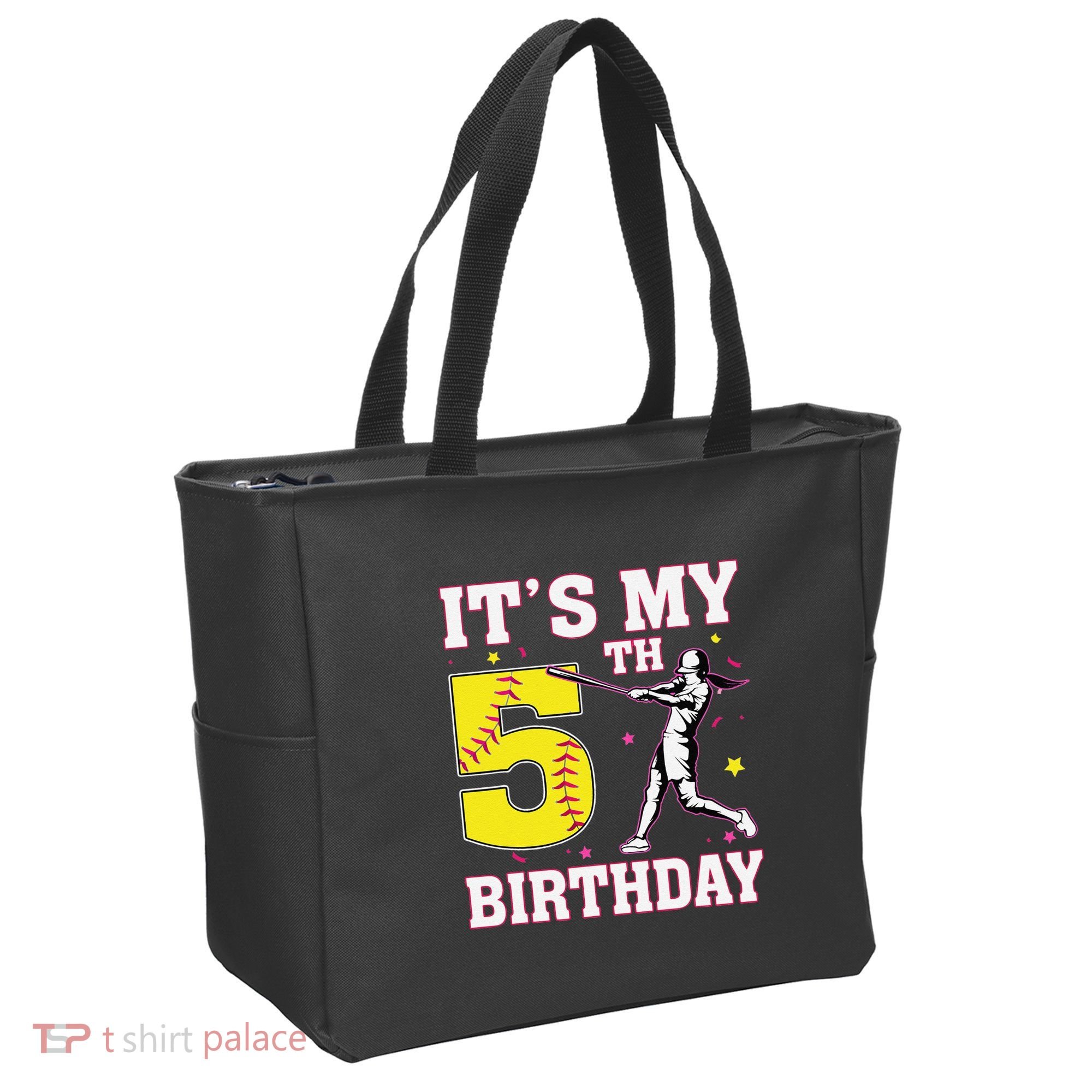 ItS My 5th Birthday Softball Player Girl 5 Years Old Tote Bag