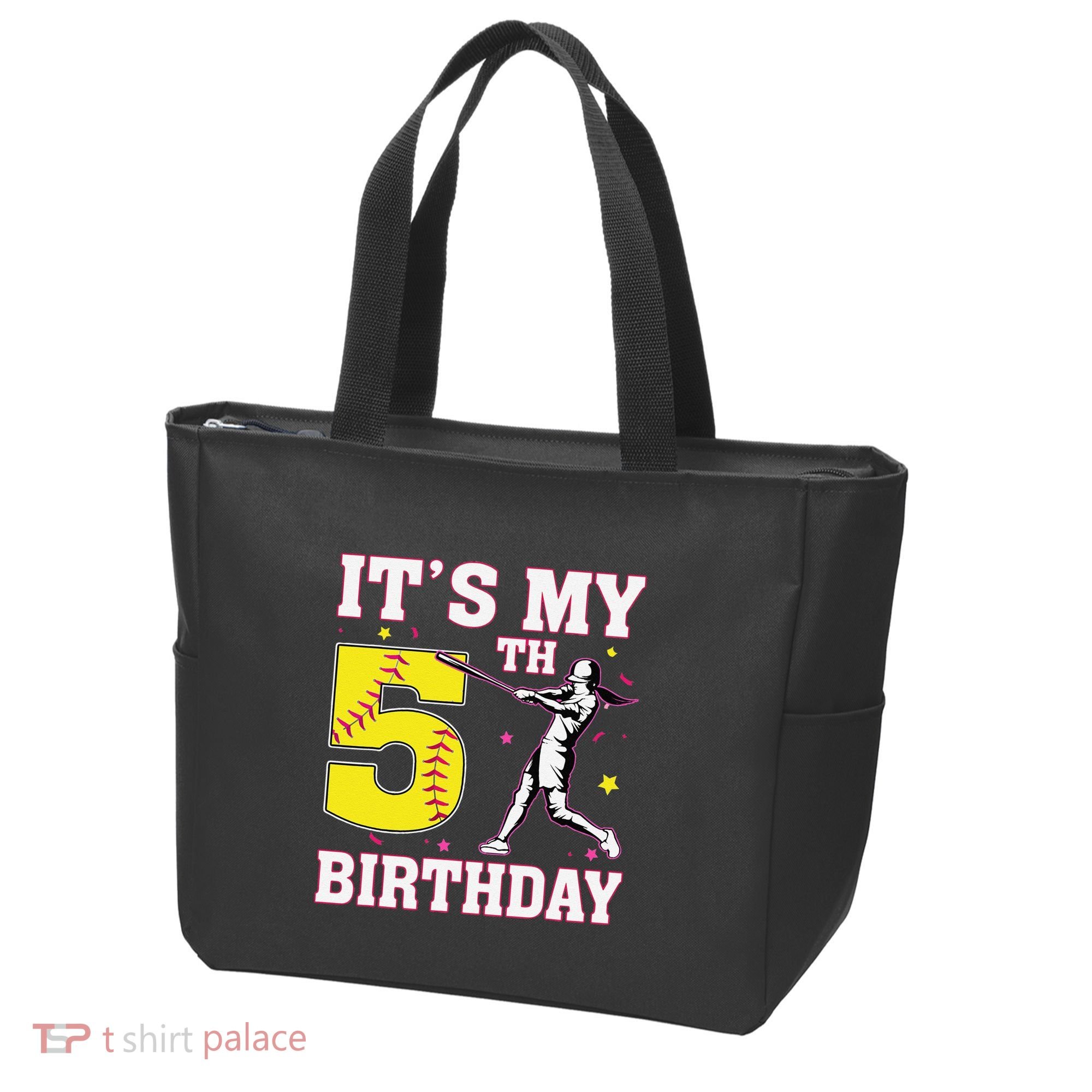 ItS My 5th Birthday Softball Player Girl 5 Years Old Tote Bag