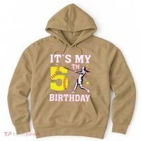 ItS My 5th Birthday Softball Player Girl 5 Years Old Hoodie thumb 0