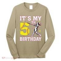 ItS My 5th Birthday Softball Player Girl 5 Years Old Long Sleeve Shirt thumb 0