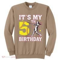ItS My 5th Birthday Softball Player Girl 5 Years Old Sweatshirt thumb 0