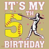 ItS My 5th Birthday Softball Player Girl 5 Years Old Sweatshirt thumb 2
