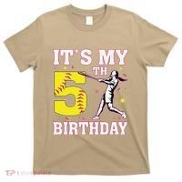 ItS My 5th Birthday Softball Player Girl 5 Years Old T-Shirt thumb 0