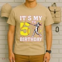 ItS My 5th Birthday Softball Player Girl 5 Years Old T-Shirt thumb 6