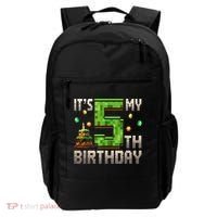 It'S My 5th Birthday 5 Year Old Gamer Pixel Birthday Boy Backpack thumb 0