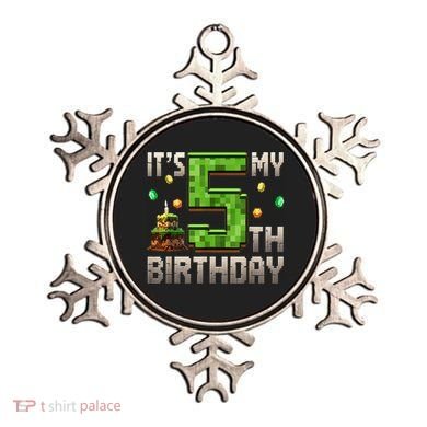 It'S My 5th Birthday 5 Year Old Gamer Pixel Birthday Boy Ornament