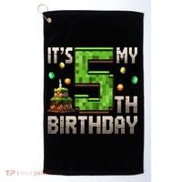 It'S My 5th Birthday 5 Year Old Gamer Pixel Birthday Boy Golf Towel thumb 0