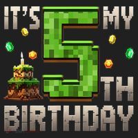 It'S My 5th Birthday 5 Year Old Gamer Pixel Birthday Boy Golf Towel thumb 3