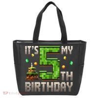 It'S My 5th Birthday 5 Year Old Gamer Pixel Birthday Boy Tote Bag thumb 0