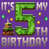 It'S My 5th Birthday 5 Year Old Gamer Pixel Birthday Boy Button thumb 1