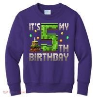 It'S My 5th Birthday 5 Year Old Gamer Pixel Birthday Boy Kids Sweatshirt thumb 0