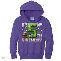 It'S My 5th Birthday 5 Year Old Gamer Pixel Birthday Boy Kids Hoodie thumb 0