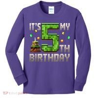 It'S My 5th Birthday 5 Year Old Gamer Pixel Birthday Boy Kids Long Sleeve Shirt thumb 0