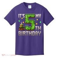 It'S My 5th Birthday 5 Year Old Gamer Pixel Birthday Boy Kids T-Shirt thumb 0