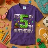 It'S My 5th Birthday 5 Year Old Gamer Pixel Birthday Boy Kids T-Shirt thumb 3