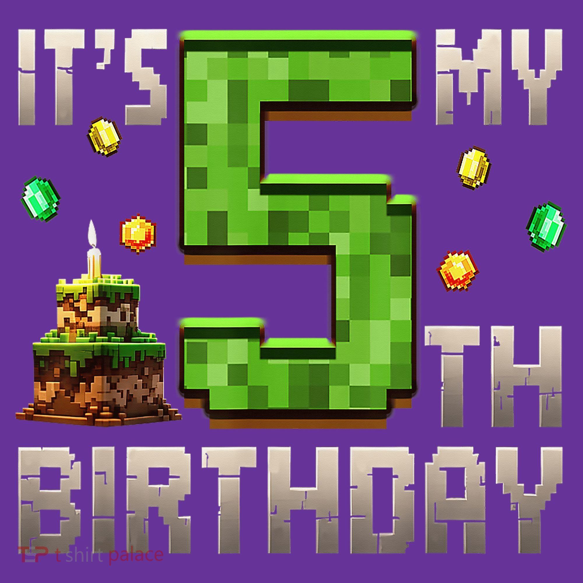 It'S My 5th Birthday 5 Year Old Gamer Pixel Birthday Boy Kids T-Shirt