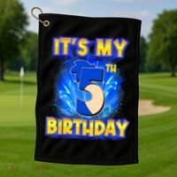 It's My 5th Birthday Hedgehog Birthday Boy 5 Years Old Kids Golf Towel thumb 1
