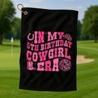 In My 5 Year Old Cow Era 5th Birthday Rodeo Cow Golf Towel thumb 1