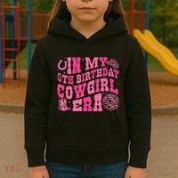 In My 5 Year Old Cow Era 5th Birthday Rodeo Cow Kids Hoodie thumb 3