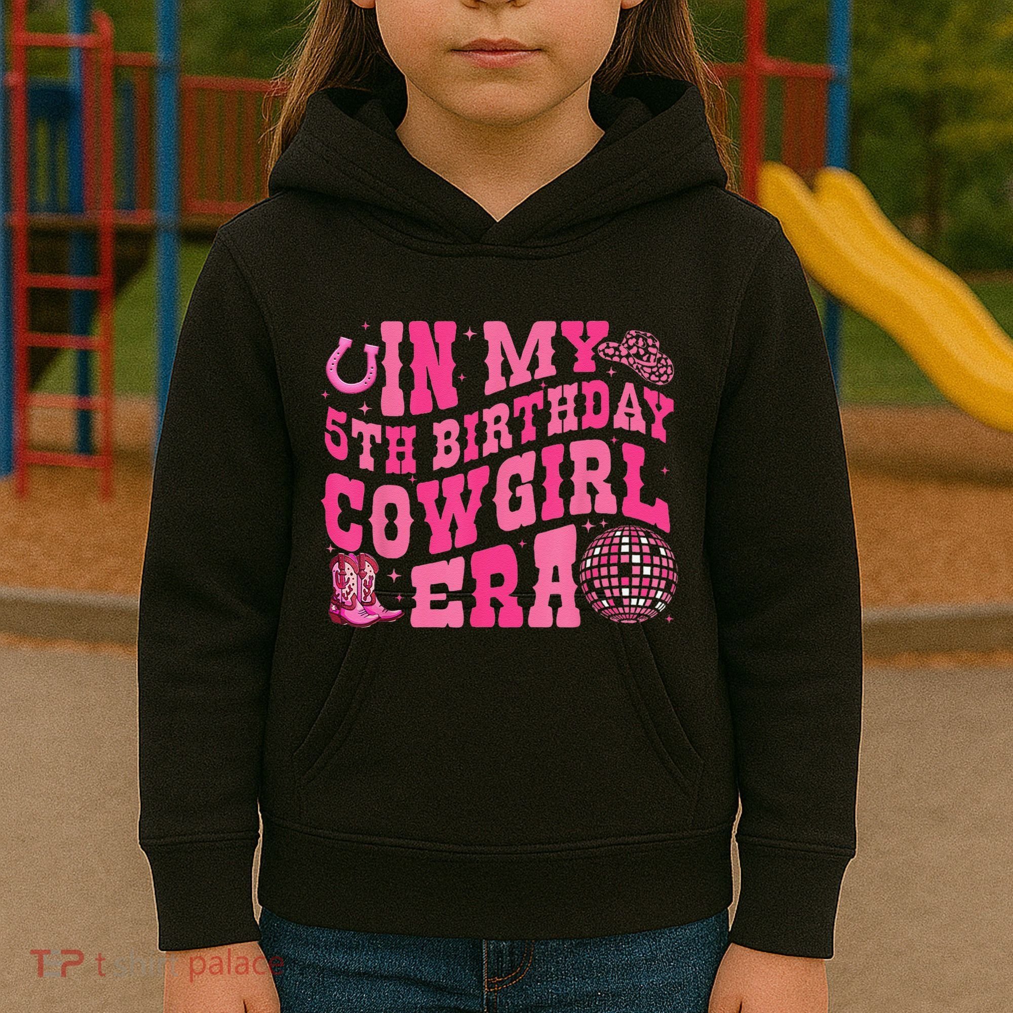 In My 5 Year Old Cow Era 5th Birthday Rodeo Cow Kids Hoodie