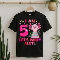 I M 5 Lets Party Alotl Axolotl Kawaii Birthday T-Shirt thumb 2